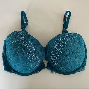 NWT Victorias Secret Very Sexy Push Up Rhinestones Sparkly Blue 34DDD
